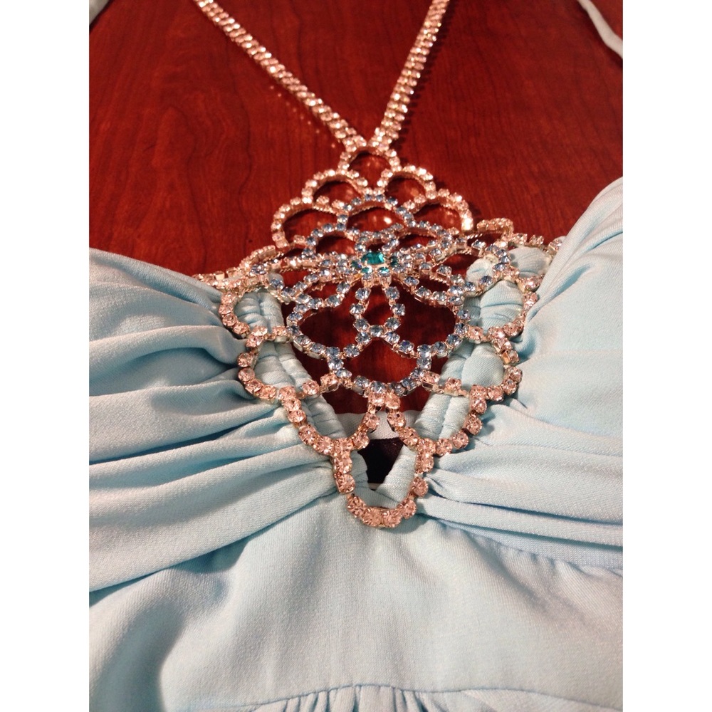 Baby Blue Dress Rhinestone Chest | Mary L Couture